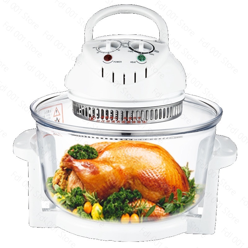Air Fryer - หม้อทอดไร้น้ำมันแก้ว ระบบคลื่นแสง ความจุขนาดใหญ่ สำหรับใช้ในครัวเรือน พร้อมหน้าจอแสดงผล อุปกรณ์เสริมสำหรับเครื่องทอด