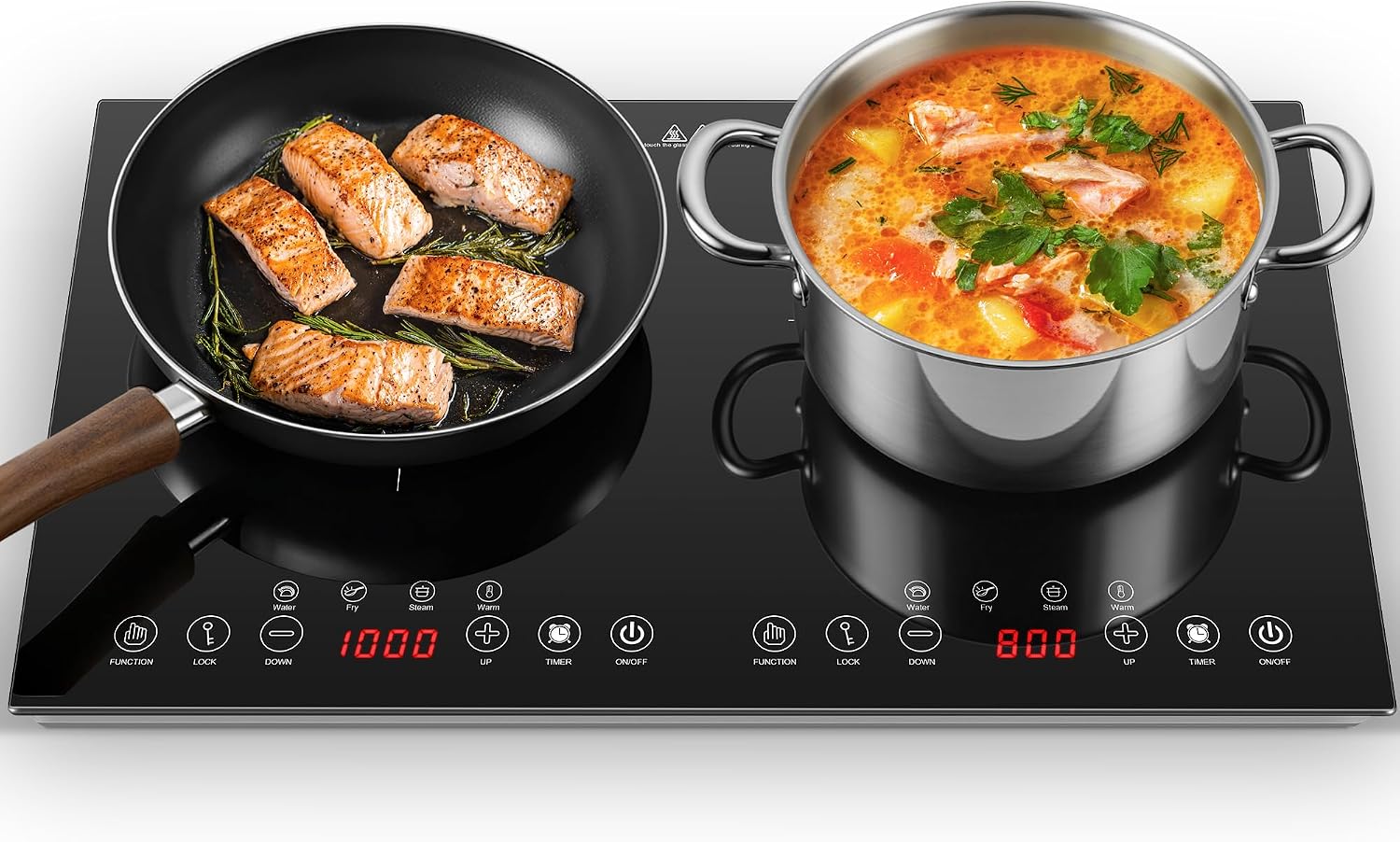 Induction Cooktop Portable - เตาแม่เหล็กไฟฟ้าแบบพกพา 2 หัวเตา - เตาแม่เหล็กไฟฟ้าคู่ 1800W