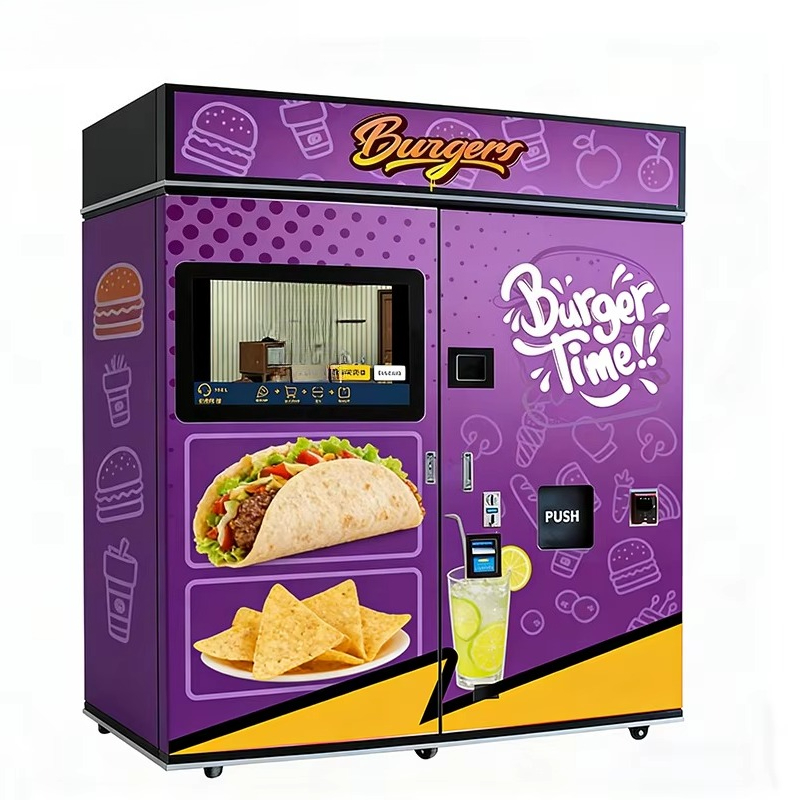 Microwave Oven - เครื่องจำหน่ายอาหารจานด่วนอัตโนมัติแบบกำหนดเองพร้อมไมโครเวฟ สำหรับแฮมเบอร์เกอร์ อาหารเช้า อาหารกลางวัน และของว่างยามดึก