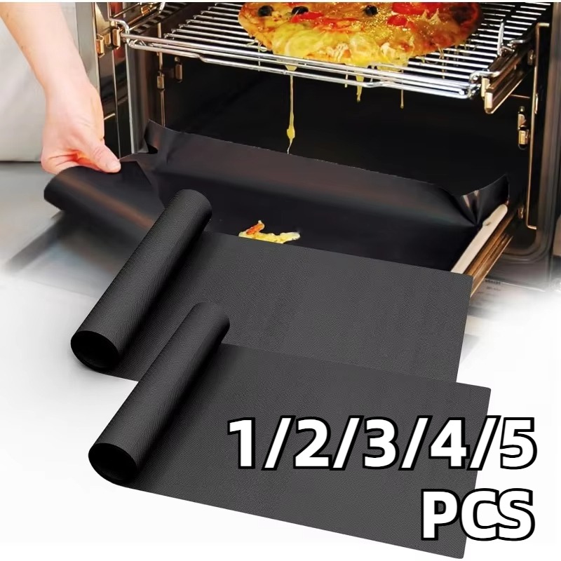Microwave Oven - 1/2/3/4/5PCS สีดํา BBQ Grill Mat เตาอบเบเกอรี่