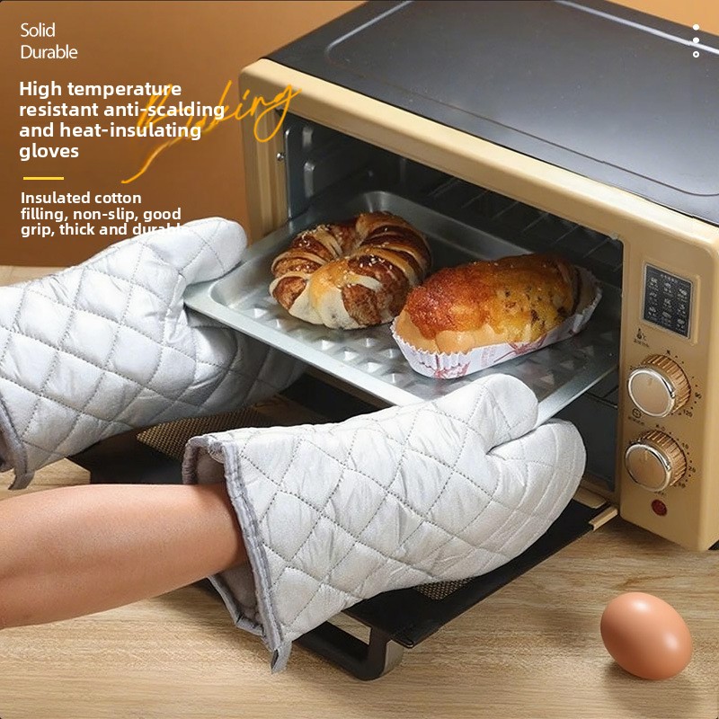Microwave Oven - ถุงมือฉนวนกันความร้อนในครัว ทนต่ออุณหภูมิสูงและป้องกันการลวก สำหรับเตาอบไมโครเวฟ พิเศษกันลื่น หนา ทนทาน