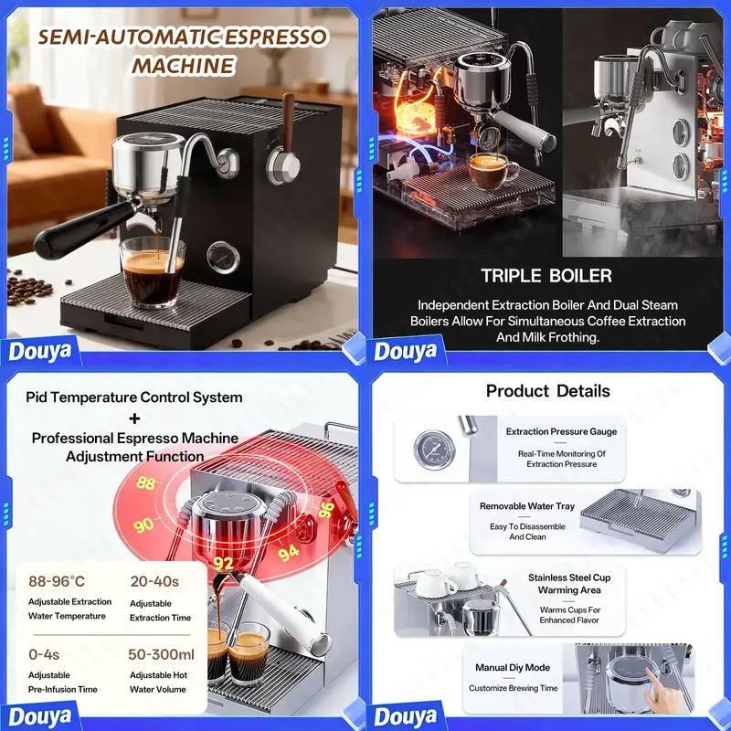 Coffee Maker - เครื่องชงกาแฟเอสเพรสโซ่กึ่งอัตโนมัติ CAFOVO E120 พร้อมปั๊ม ULKA แรงดัน
