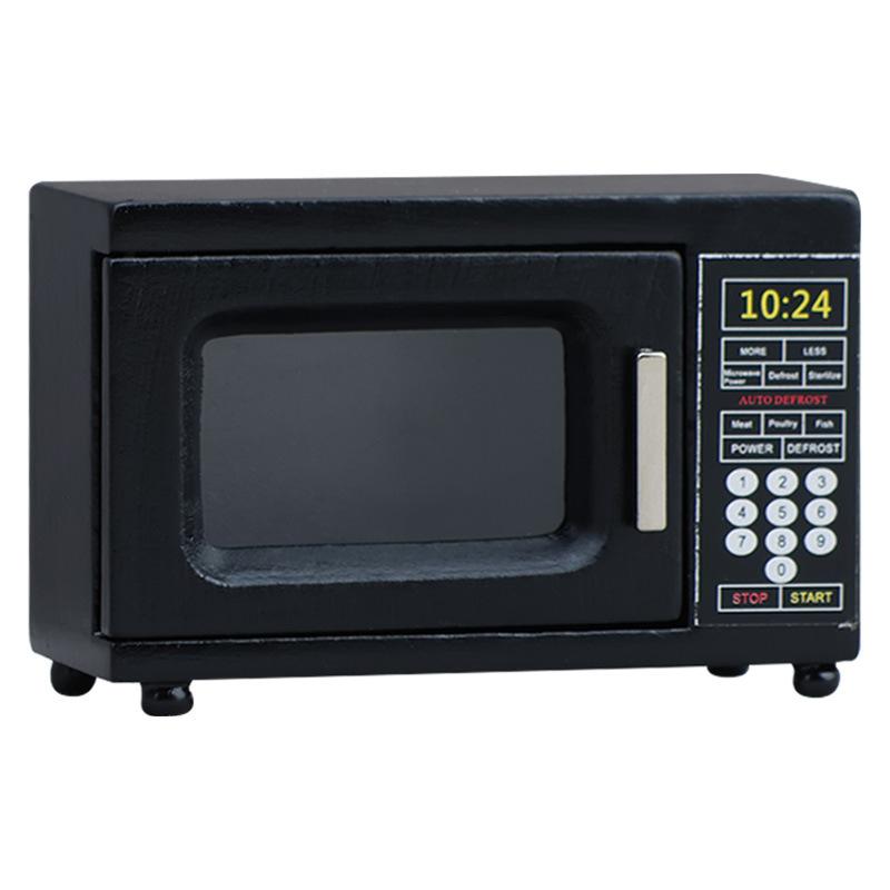 Microwave Oven - ขายดี 1/12 อุปกรณ์ตกแต่งบ้านตุ๊กตา เตาอบไมโครเวฟสีดำขนาดจิ๋ว เฟอร์นิเจอร์ตกแต่งบ้าน ของเล่นจำลอง