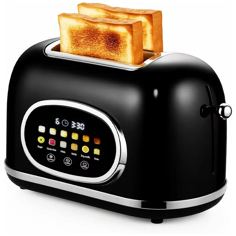 Toaster - เครื่องปิ้งขนมปัง 2 แผ่น หน้าจอสัมผัสอัจฉริยะ สไตล์เรโทร สแตนเลส