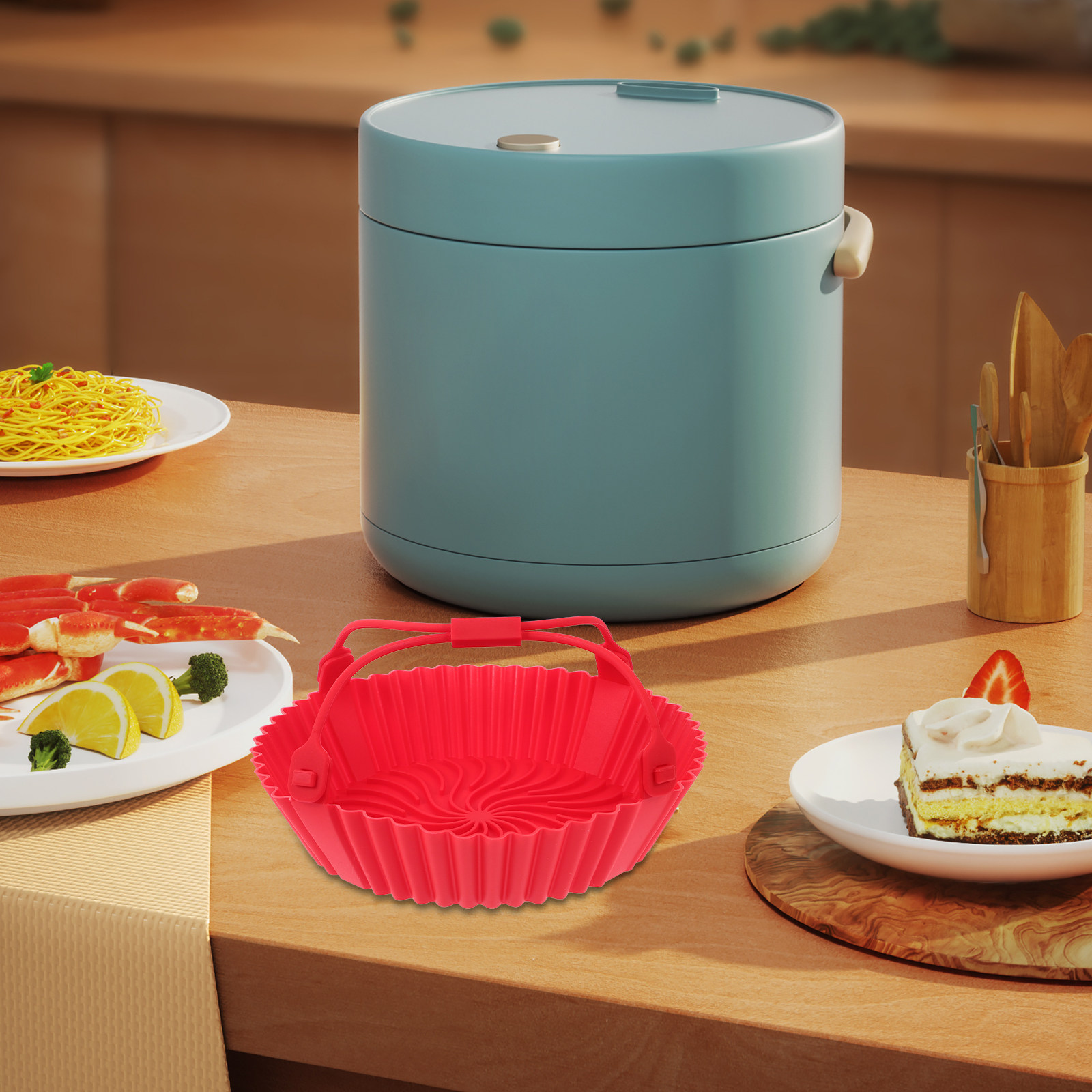 ถาดซิลิโคนสำหรับหม้อทอดไร้น้ำม - Air Fryer บทวิจารณ์และราคา